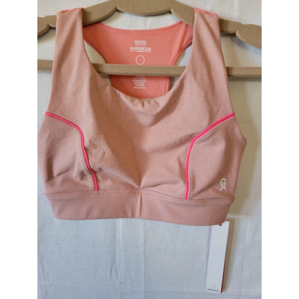 NWT GOOD AMERICAN Pink Core Power Racerback Sports Bra Size 1